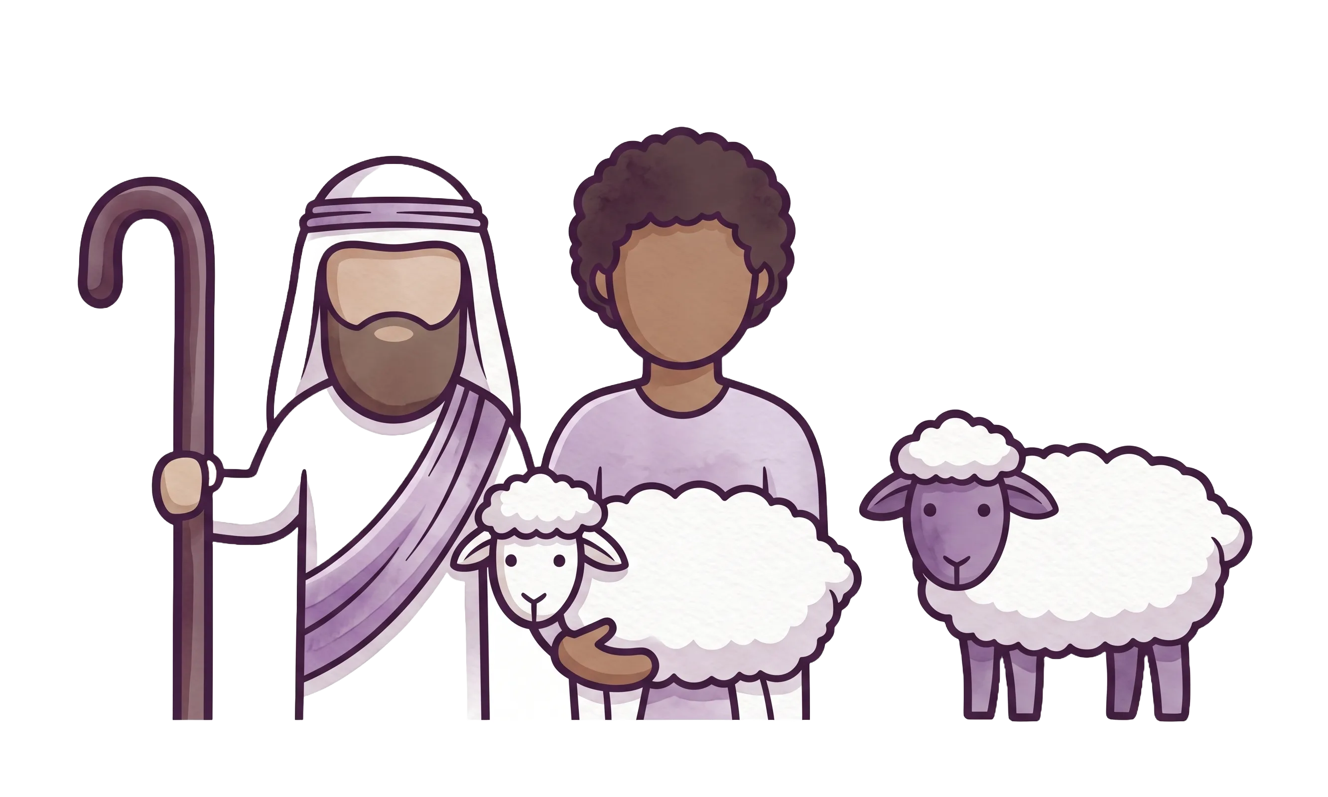 Illustration of a shepherd with his flock